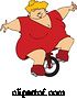 Vector of Cartoon Circus Freak White Fat Lady Riding a Unicycle by Djart