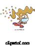 Vector of Cartoon Clipart Girl Wearing a Face Mask and Running from Germs by Toonaday