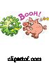 Vector of Cartoon Coronavirus Scaring a Piggy Bank by Zooco