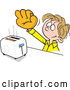 Vector of Cartoon Dirty Blond White Boy Wearing a Baseball Glove to Catch Toast from a Toaster by Johnny Sajem