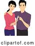 Vector of Cartoon Dissapointed Couple with a Negative Pregnancy Test by BNP Design Studio
