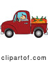 Vector of Cartoon Farmer Driving a Truck with Pumpkins in the Bed by Djart