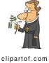 Vector of Cartoon Friar Guy, Gregor Mendel, Holding a Pea Plant by Toonaday