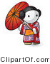 Vector of Cartoon Geisha Girl Using Umbrella by Leo Blanchette