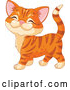 Vector of Cartoon Ginger Kitten Walking and Smiling by Pushkin