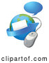 Vector of Cartoon Globe with Email an Arrow Computer Mouse and Chat Balloon by