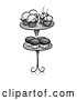 Vector of Cartoon Grayscale Cupcakes on a Stand by BNP Design Studio