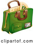 Vector of Cartoon Green School Bag by