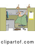 Vector of Cartoon Guy Singing and Listening to Music in His Office Cubicle by Djart