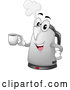 Vector of Cartoon Happy Electric Kettle Character Holding a Coffee Mug by BNP Design Studio