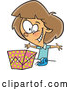 Vector of Cartoon Happy Girl Wrapping Present by Toonaday