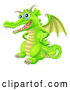 Vector of Cartoon Happy Green Dragon with His Hands on His Hips by AtStockIllustration
