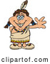 Vector of Cartoon Happy Native American Indian Lady Waving by Dennis Holmes Designs