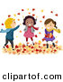 Vector of Cartoon Kids Playing in Autumn Leaves by BNP Design Studio