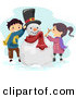 Vector of Cartoon Kids Putting a Hat and Stick Arms on a Snowman by BNP Design Studio