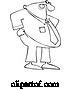 Vector of Cartoon Lineart Chubby Black Businessman Pulling up His Pants by Djart