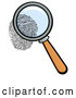 Vector of Cartoon Magnifying Glass Zooming in on a Fingerprint by Hit Toon