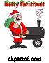 Vector of Cartoon Merry Christmas Greeting over Santa by a Bbq Smoker by LaffToon