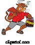Vector of Cartoon Muscular Bull Carrying Bbq Ribs and Charcoal by LaffToon