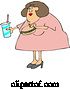 Vector of Cartoon Obese Lady Carrying a Soda and Hamburger by Djart