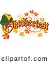 Vector of Cartoon Oktoberfest Text with a German Hat, over Autumn Leaves by Pushkin