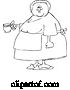 Vector of Cartoon Outlined Chubby Lady Wearing an Apron and Holding a Tea Cup by Djart