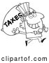 Vector of Cartoon Outlined Uncle Sam Carrying a Taxes Sack by Hit Toon