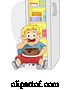 Vector of Cartoon Overweight Blond Boy Eating Cake in Front of a Refrigerator by BNP Design Studio