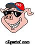 Vector of Cartoon Pig Face Wearing a Bbq Hat and Shades by LaffToon