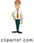 Vector of Cartoon Proud Professional Red Haired Businessman Posing by Cartoon Solutions