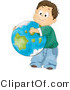 Vector of Cartoon School Boy Hugging Planet Earth by BNP Design Studio