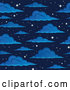 Vector of Cartoon Seamless Night Sky with Sparkling Stars and Clouds by Visekart