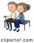 Vector of Cartoon Senior Couple Sitting on a Bench Together by