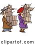 Vector of Cartoon Shaking Couple Carrying Packages by Toonaday