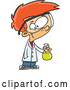 Vector of Cartoon Smart Red Haired White Boy Holding a Flask in a Science Lab by Toonaday