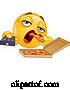 Vector of Cartoon Smiley Couch Potato Emoticon Eating Pizza and Holding a Tv Remote by Yayayoyo