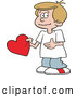 Vector of Cartoon Sweet White Boy Holding a Valentine Heart by Johnny Sajem