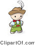 Vector of Cartoon Swiss Guy Wearing Overalls and a Hat with Feather by Leo Blanchette