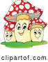 Vector of Cartoon Trio of Happy Mushrooms by Visekart