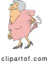 Vector of Cartoon Uncomfortable Old Lady Passing Gas by Djart