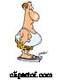 Vector of Cartoon Unfit Guy Standing on a Groaning Scale by Toonaday