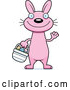 Vector of Cartoon Waving Slim Pink Easter Bunny by Cory Thoman