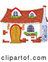 Vector of Cartoon White Cottage with Window Planters by Pushkin