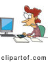 Vector of Cartoon White Female Accountant Working Hard at Her Desk by Toonaday