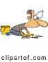 Vector of Cartoon White Guy Scrubbing a Floor by Toonaday