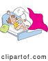 Vector of Cartoon White Lady Tossing and Tumbling in Bed by Johnny Sajem
