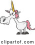 Vector of Cartoon White Unicorn with Pink Hair by Toonaday