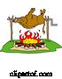 Vector of Cartoon Wild Boar Cooking on a Spit over a Fire by LaffToon