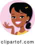 Vector of Cartoon Young Black Lady Avatar Smiling and Gesturing by Monica