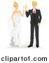 Vector of Caucasian Newlyweds Toasting with Champagne by BNP Design Studio